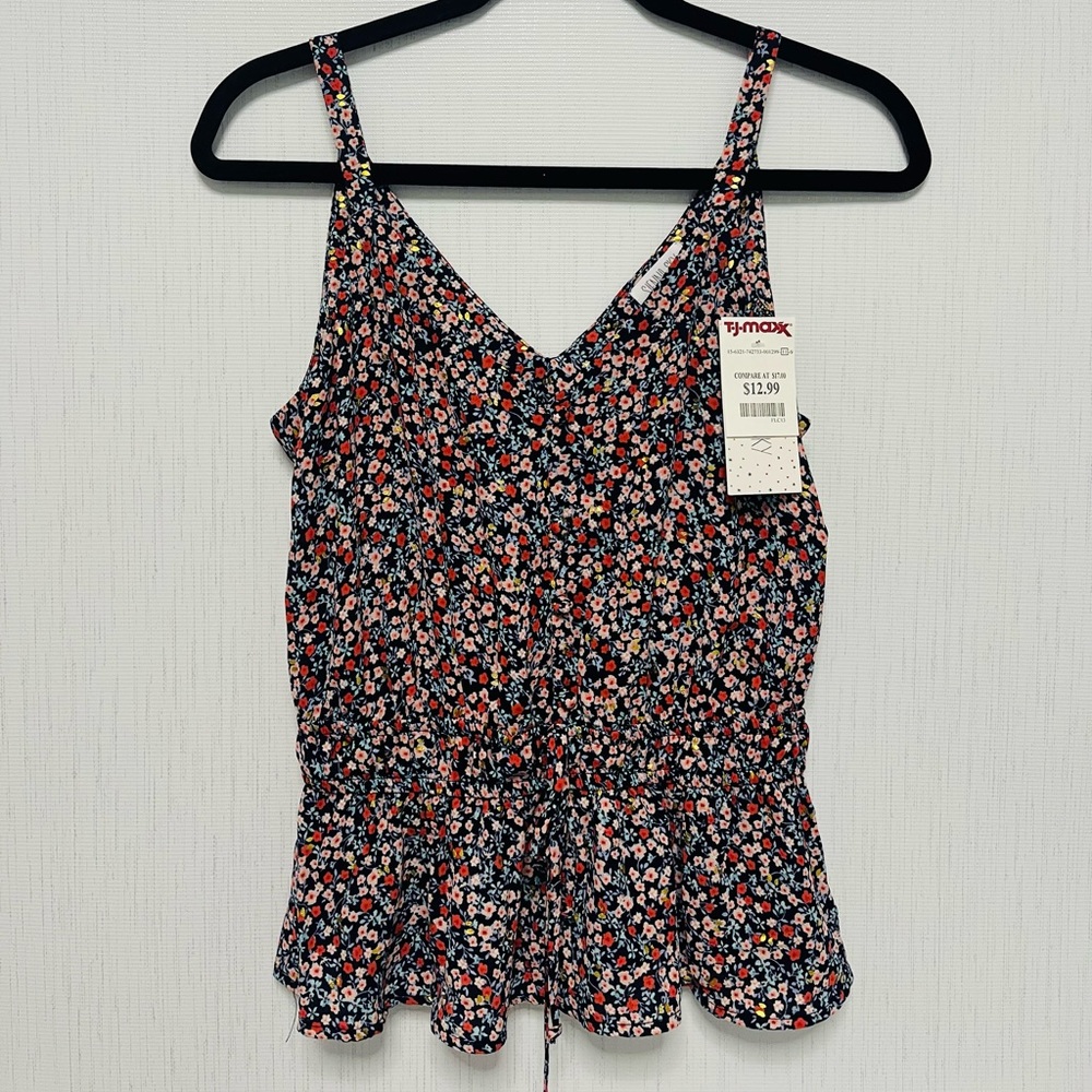 floral blouse with ruffles on the bottom